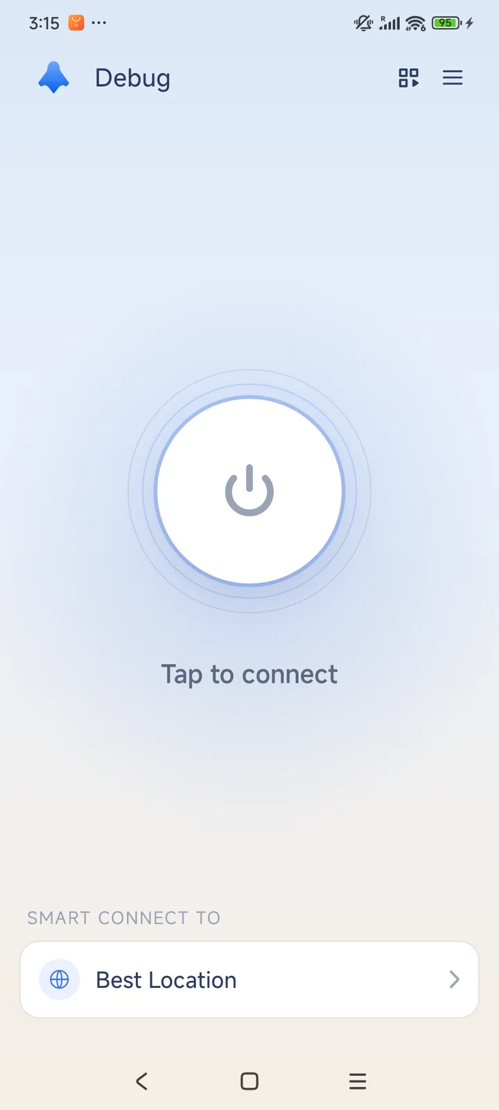شاشة اتصال HaloVPN على Android